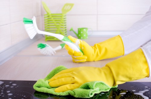 Hot water extraction equipment cleaning carpet fibers